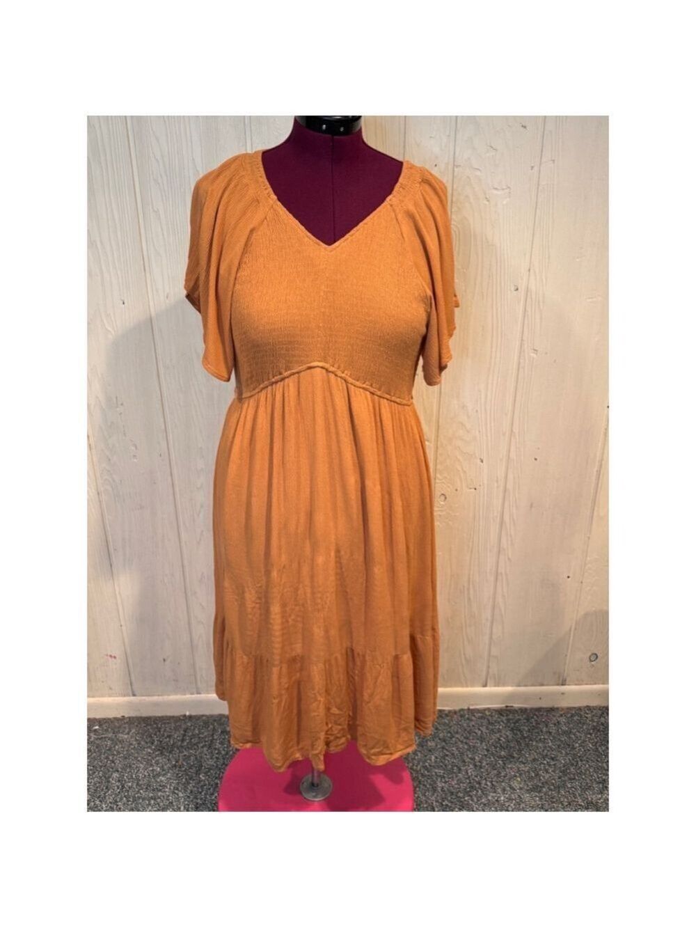 Kranda Orange Dress Flutter Short Ruffle XL
